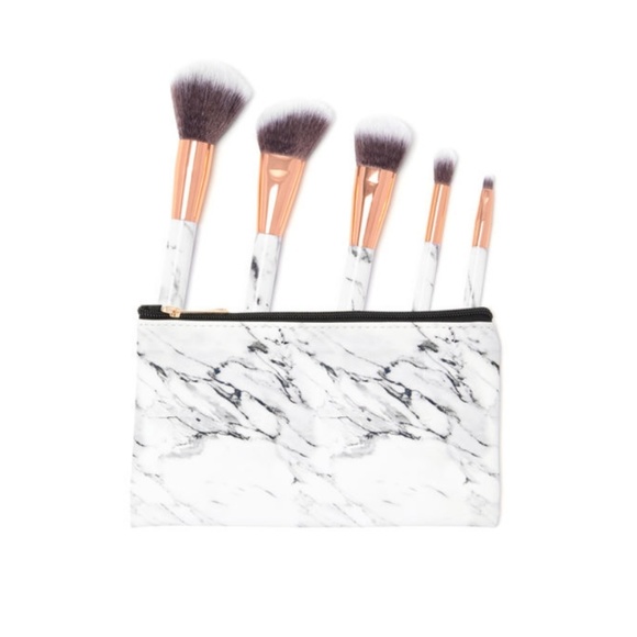 Other - Marble Makeup Brush Set & Bag